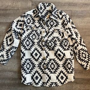Black + White Heavy Duty Oversized Long Western Aztec Shacket | NWT